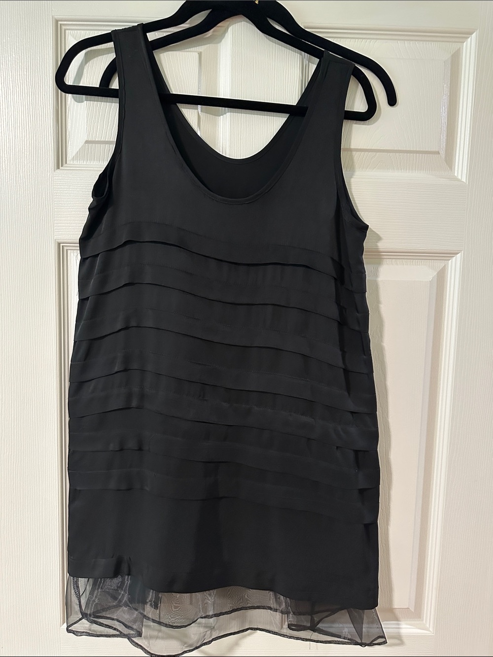 Black Tiered Sleeveless Chiffon Tank mini dress